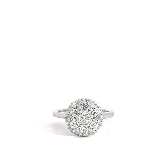 14k White Gold Diamond Cluster Ring 1 1/4cttw
