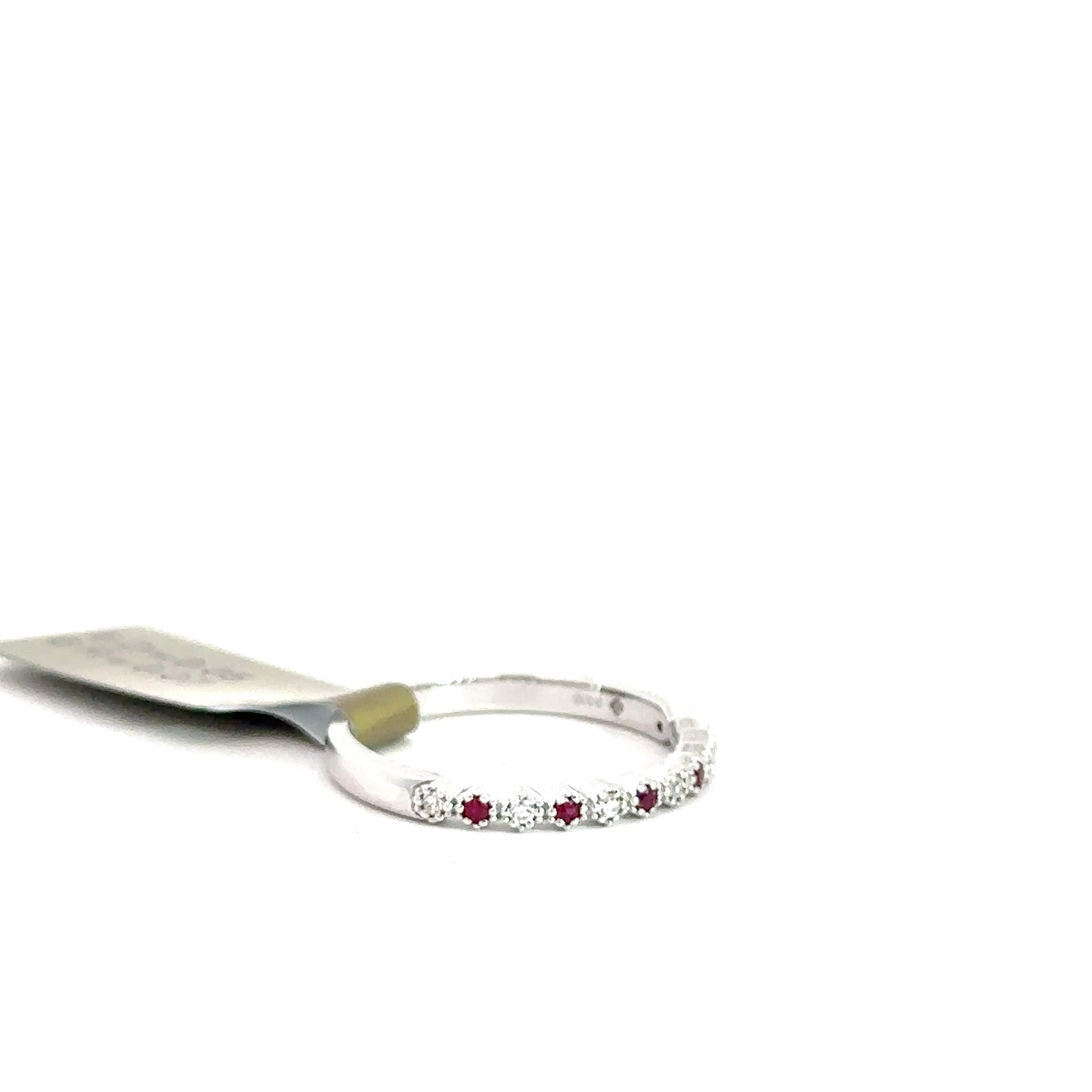 14k White Gold Ruby & Diamond Ring .05cttw
