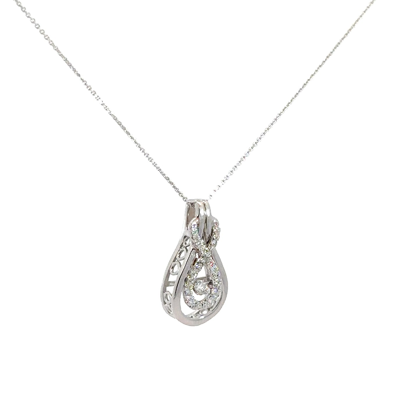 14k White Gold Diamond Heartbeat Pendant .20cttw