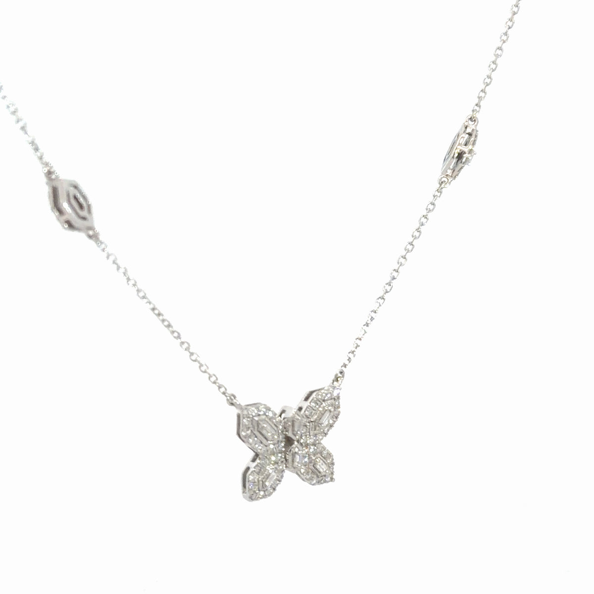 14k White Gold Butterfly Pendant 5/8cttw