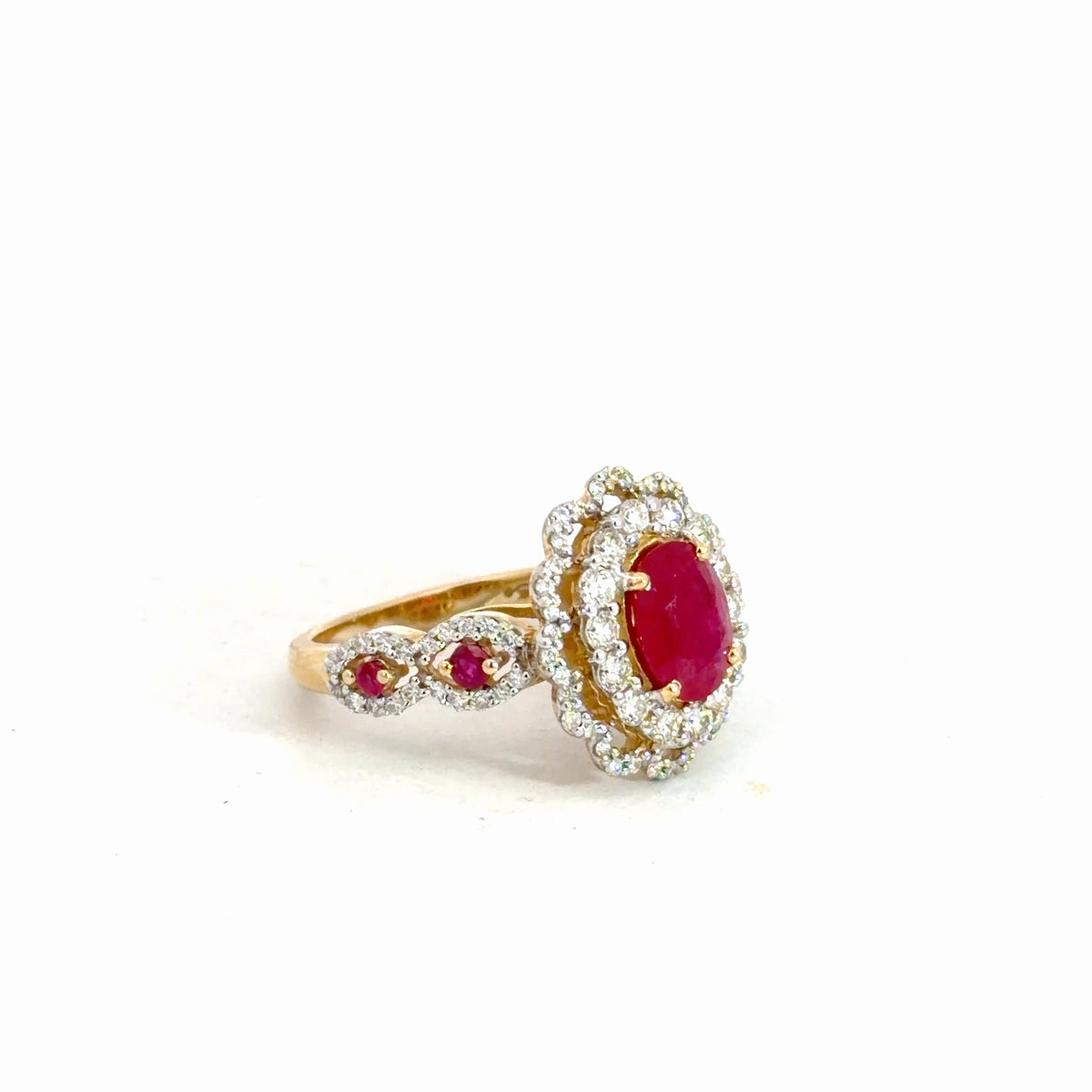 14k Yellow Gold Ruby & Diamond Ring