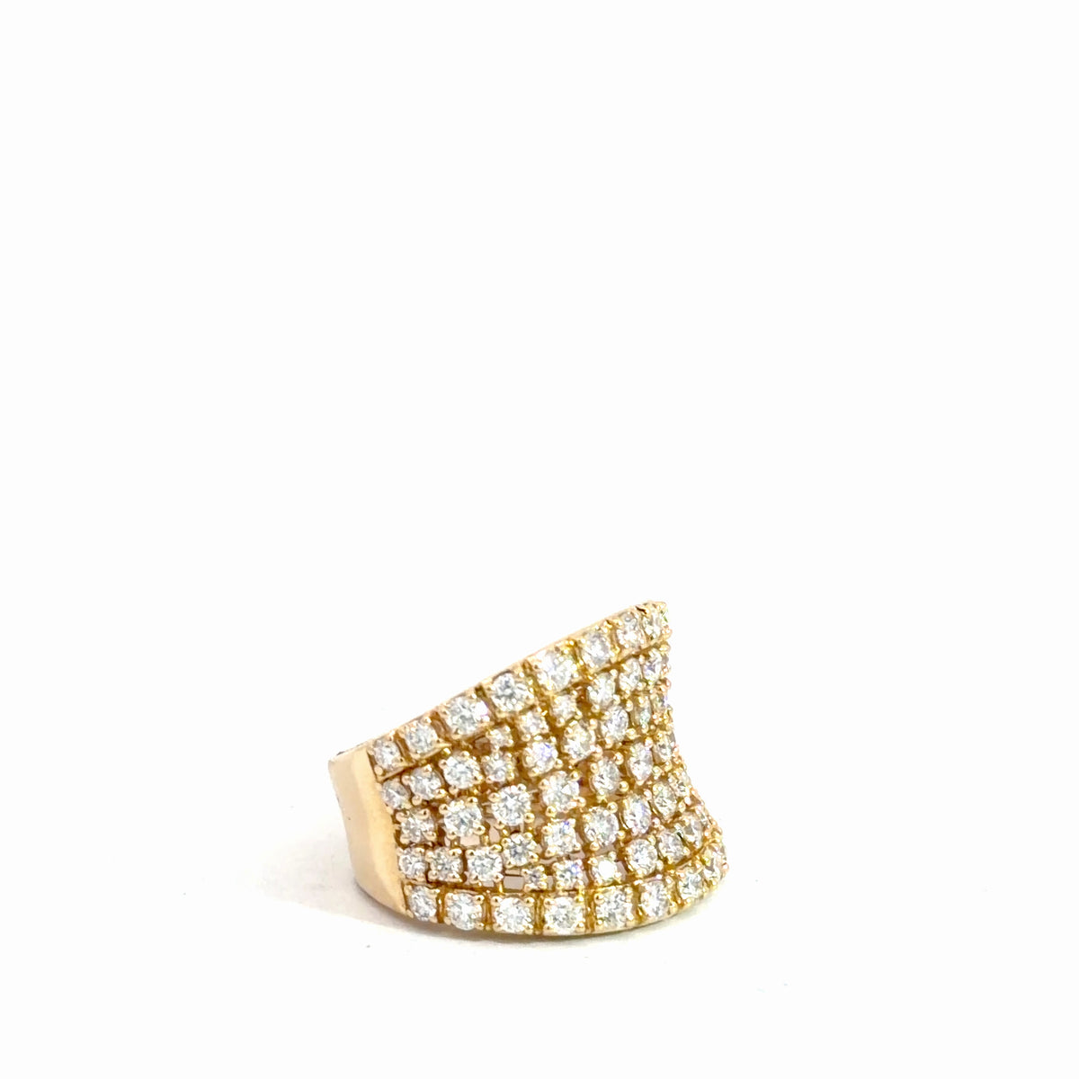 14k Yellow Gold Multi Row Diamond Ring 3.75cttw