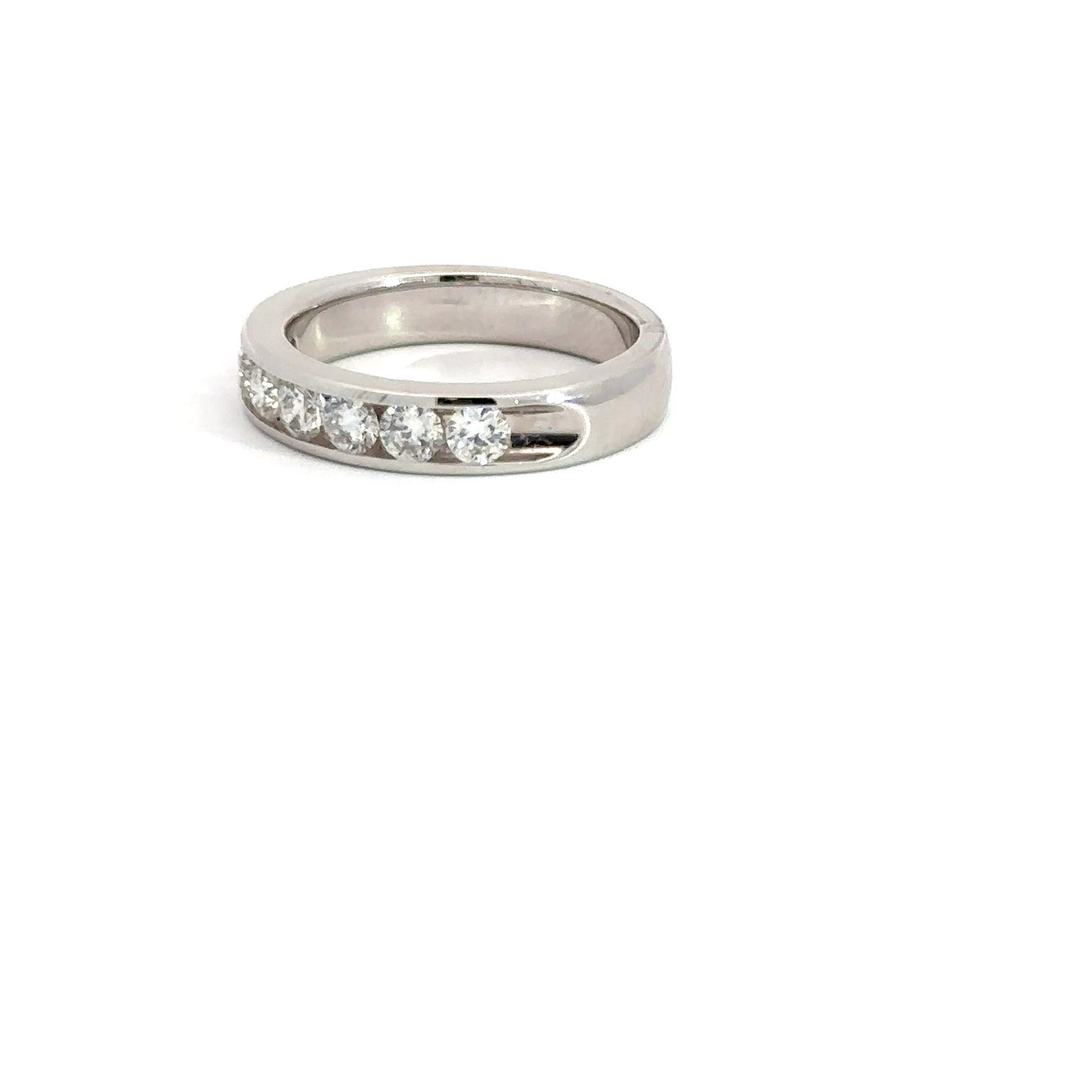 14k White Gold Diamond Channel Band