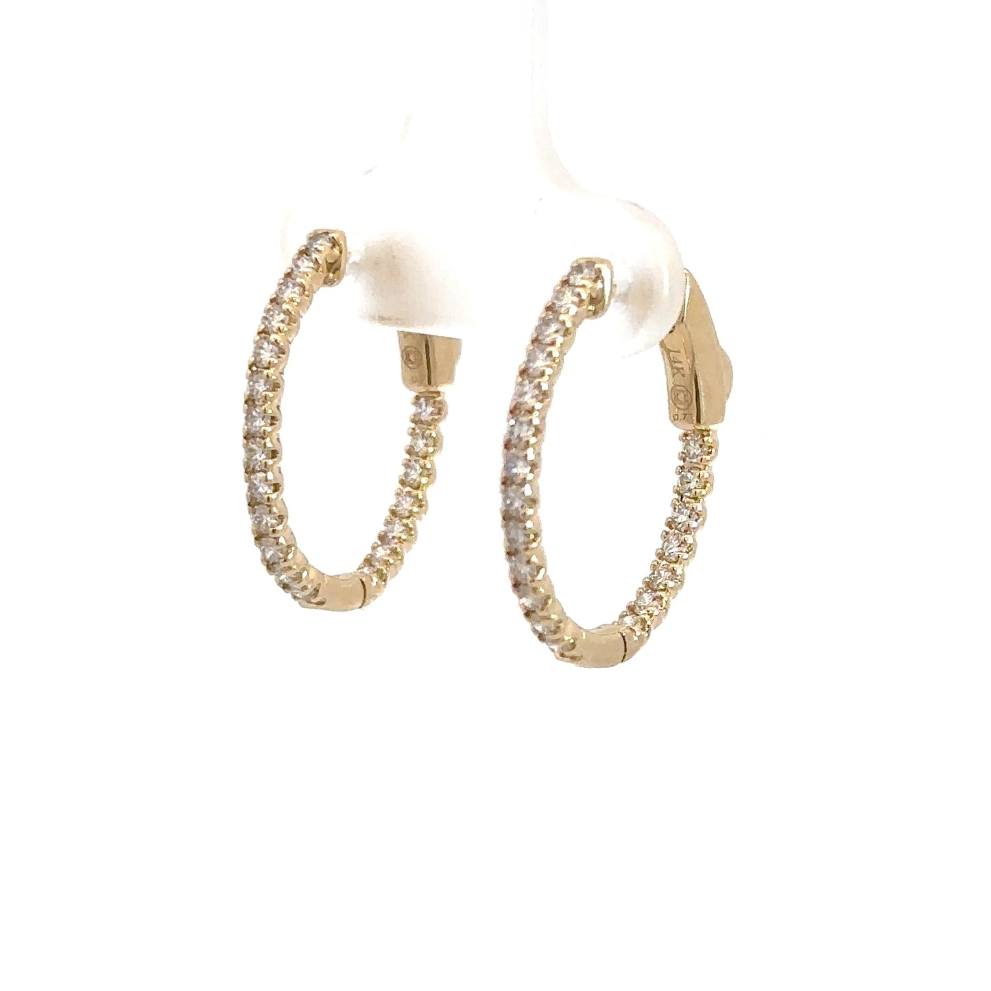 14k Yellow Gold Diamond In/Out Hoops .71cttw