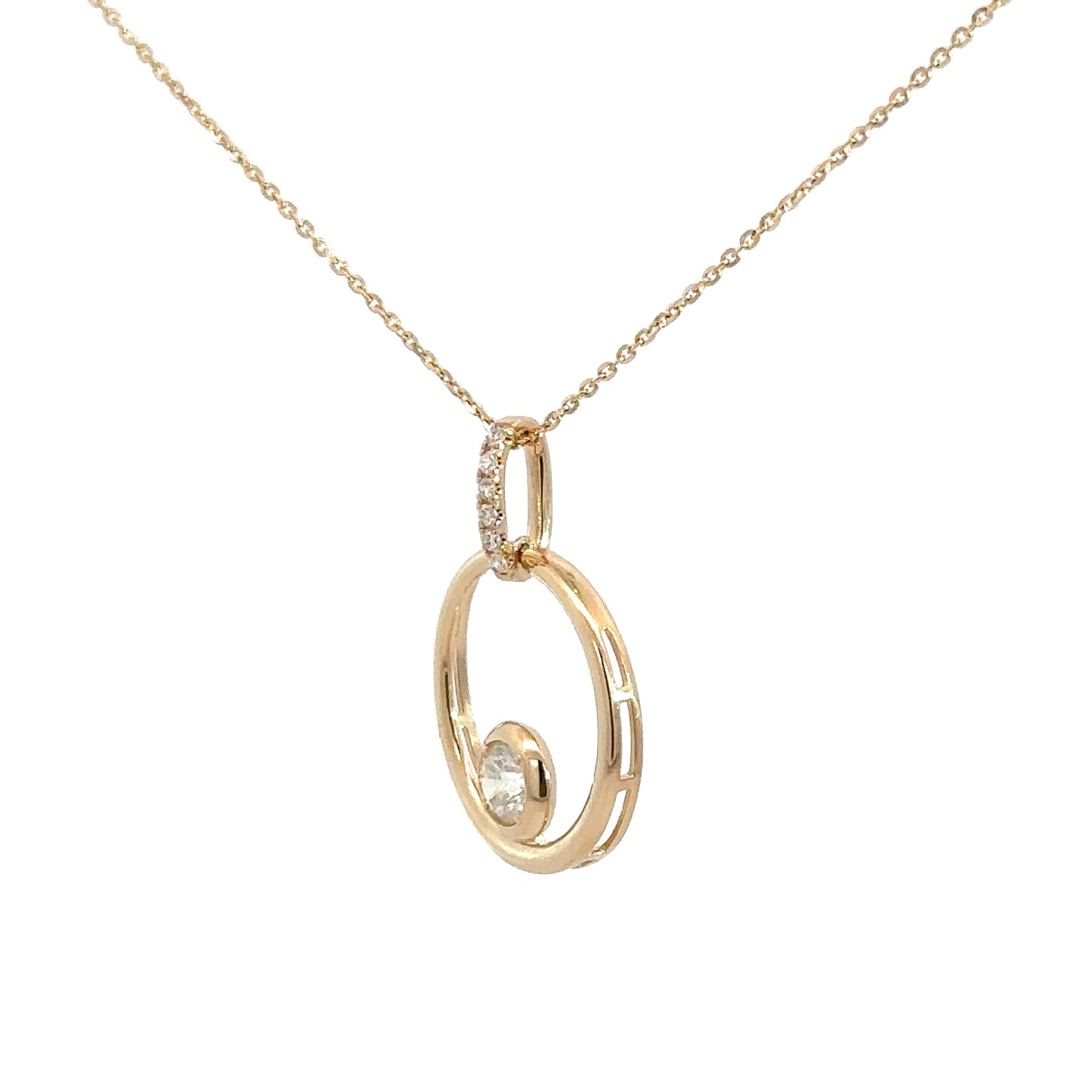 14k Yellow Gold Diamond Circle Pendant .37cttw