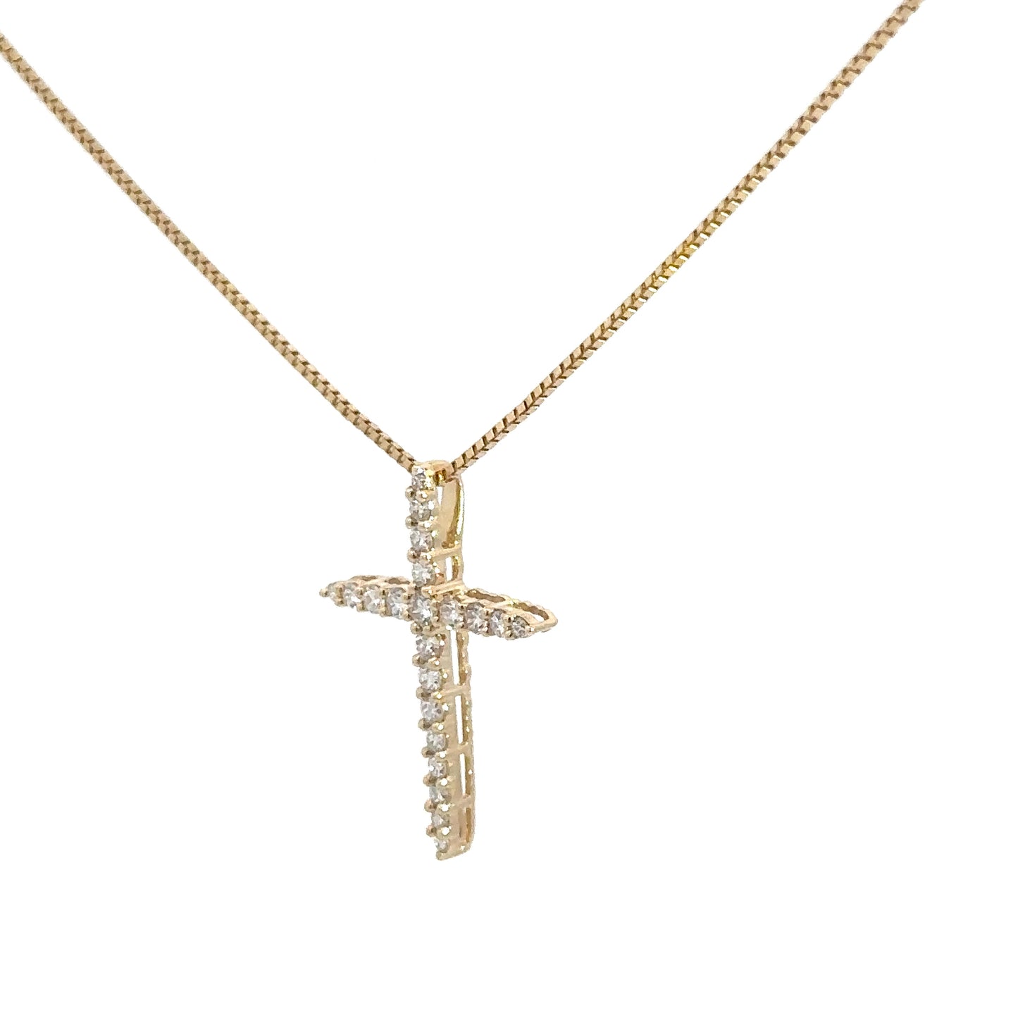 14k Yellow Gold Diamond Cross 1/3cttw