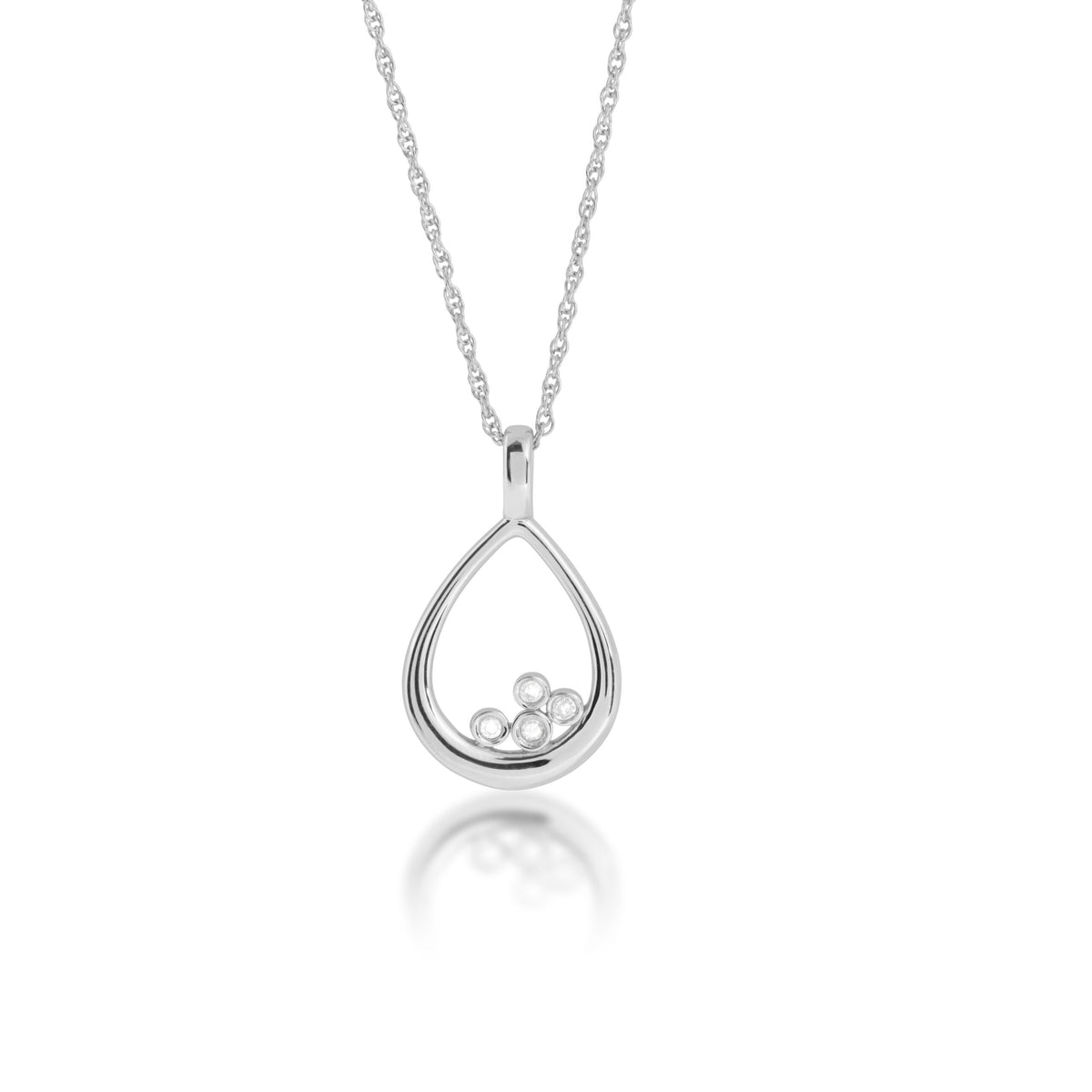 Sterling Silver Teardrop Bubble Diamond Pendant