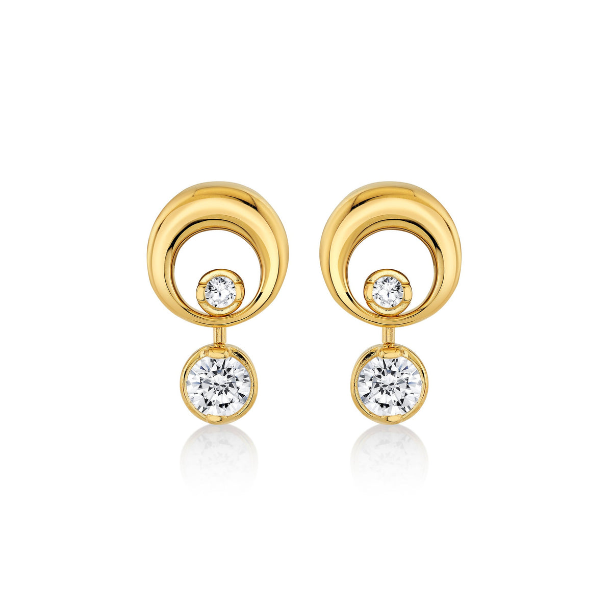 Gold Plated CZ Circle Dangle Earrings