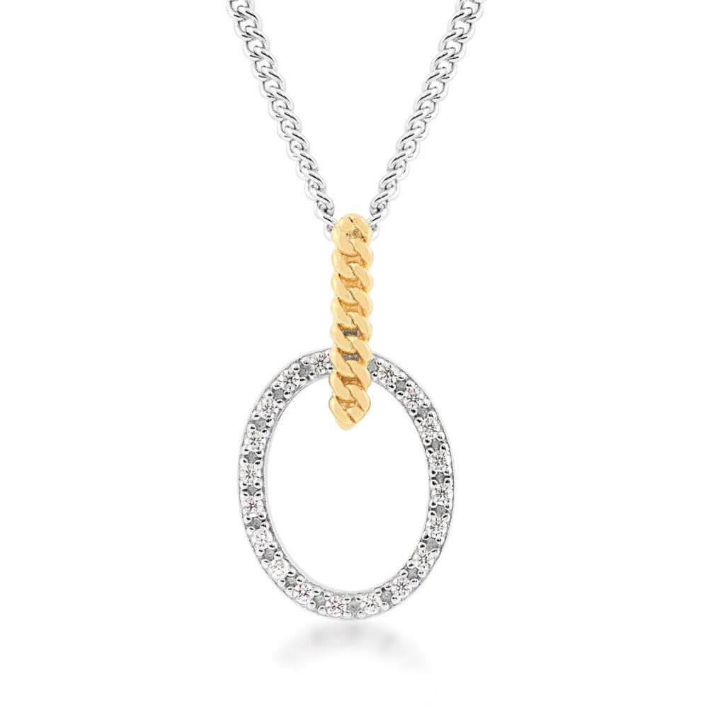 Sterling Silver & Gold Plated CZ Drop Pendant