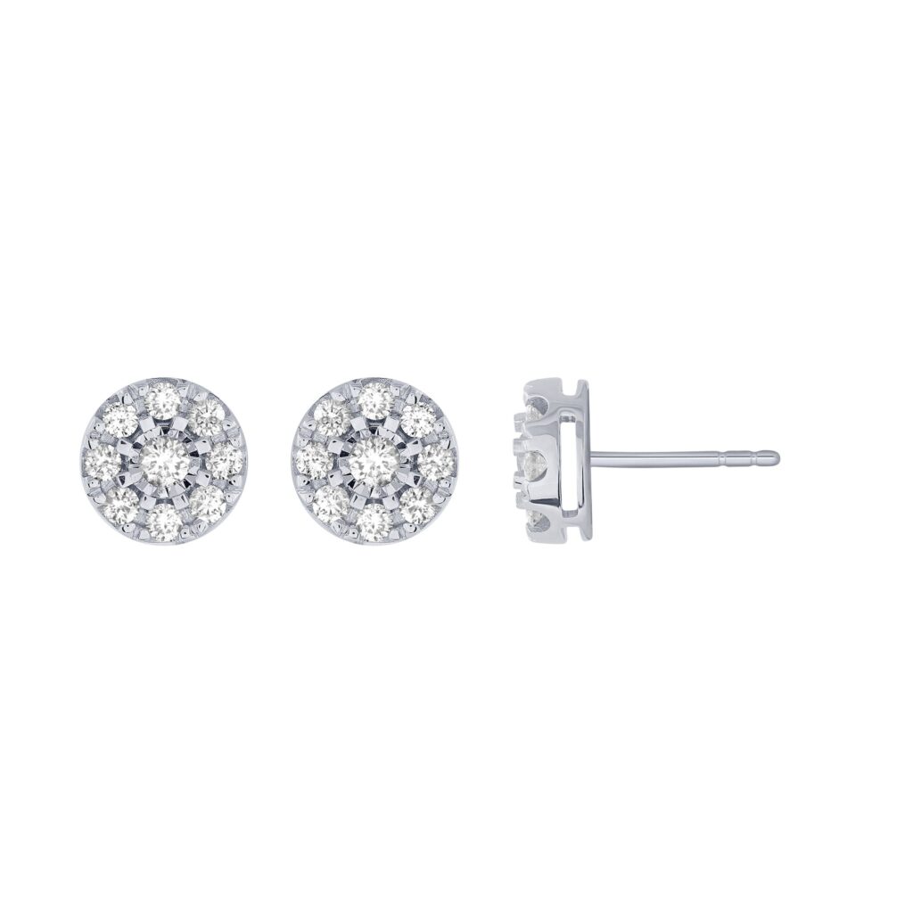 14k White Gold Diamond Cluster Earrings .25cttw