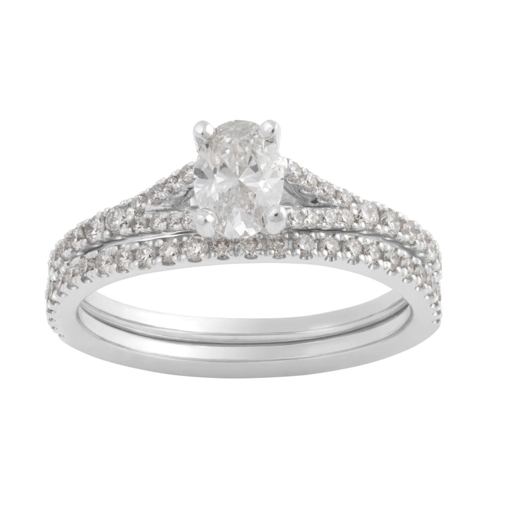 14k White Gold Diamond Bridal Set 9/10cttw