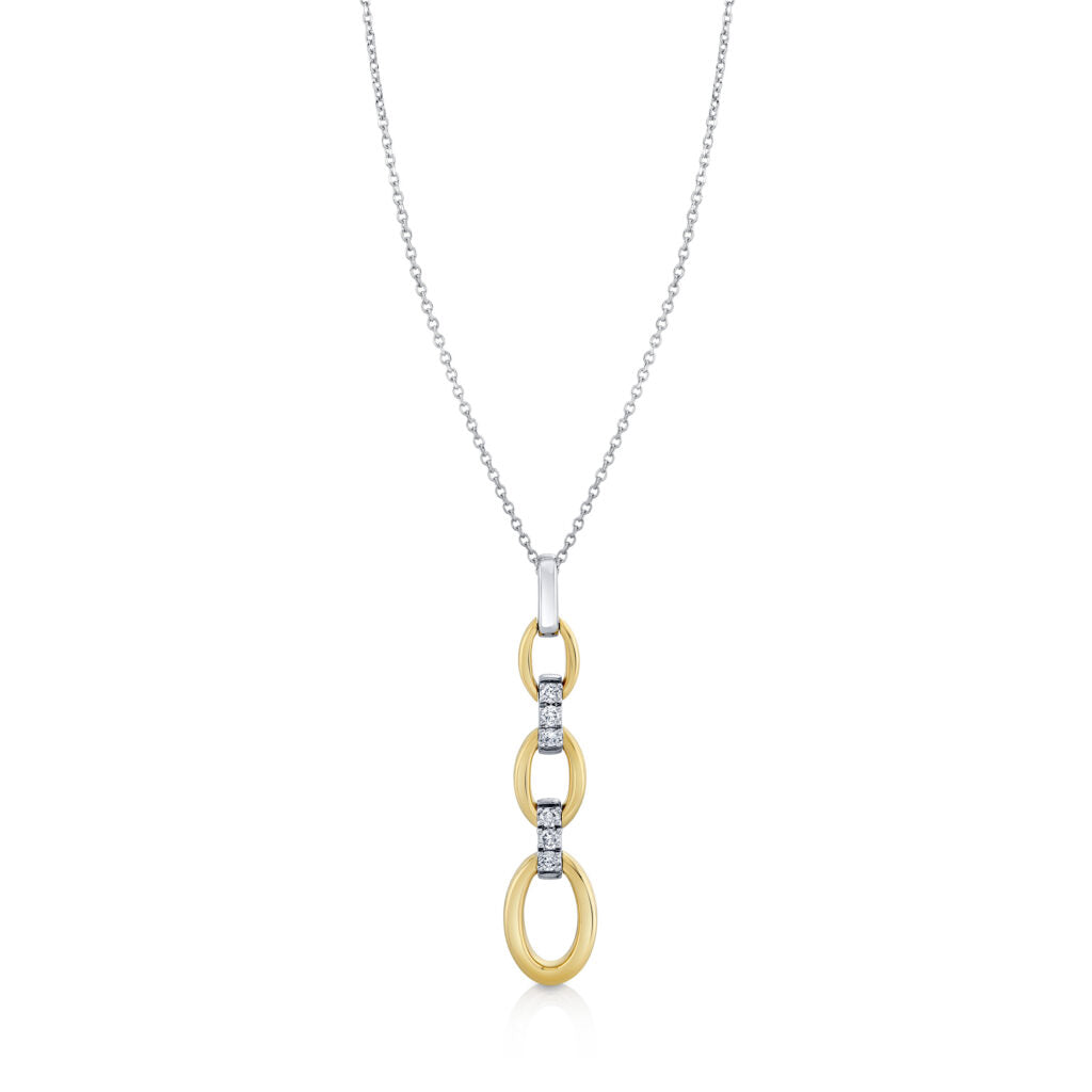 14k Yellow Gold & White Gold Diamond Dangle Pendant