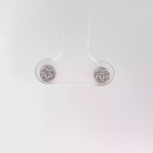 14k White Gold Diamond Cluster Earrings .20cttw