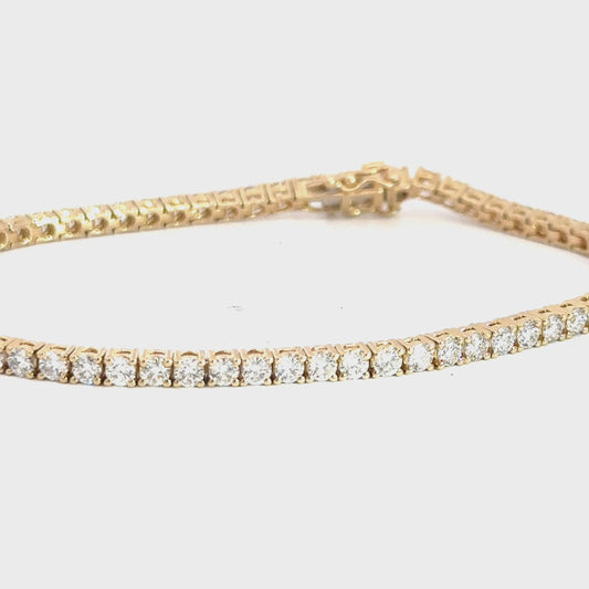 Lady's 14k Yellow Gold Diamond Tennis Bracelet 3.75cttw