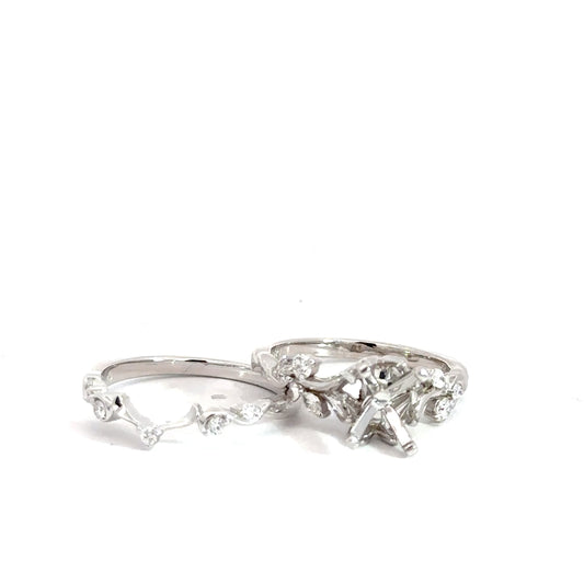 14k White Gold Semi-Set Bridal Set .27cttw