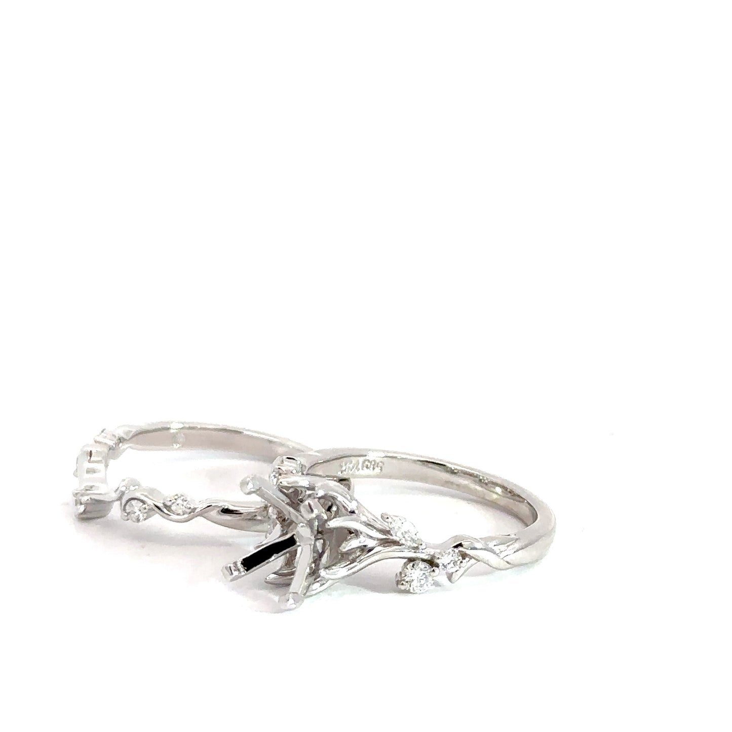 14k White Gold Semi-Set Bridal Set .27cttw