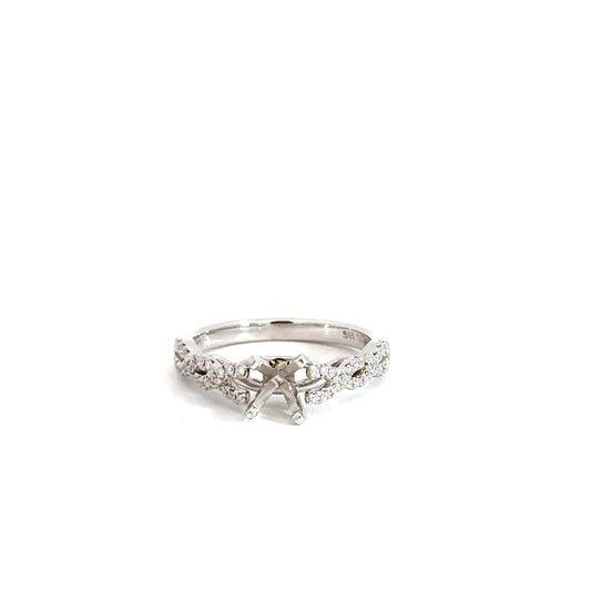 14k White Gold Diamond Twist Semi-Set Engagement Ring .19cttw