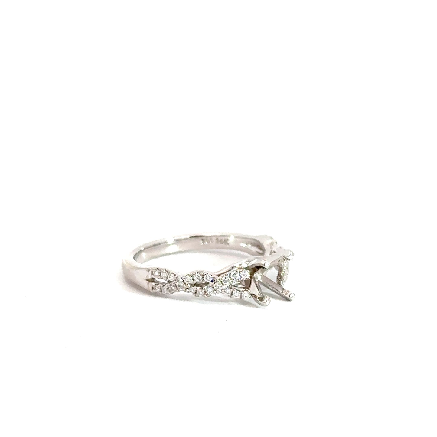 14k White Gold Diamond Twist Semi-Set Engagement Ring .19cttw