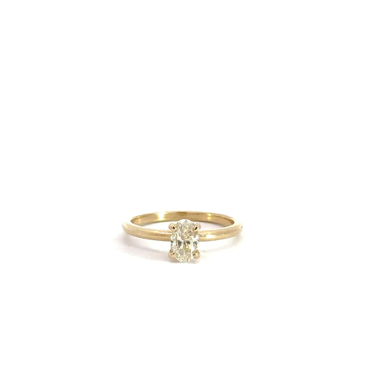 14k Yellow Gold Diamond Solitaire Oval Engagement Ring .66cttw