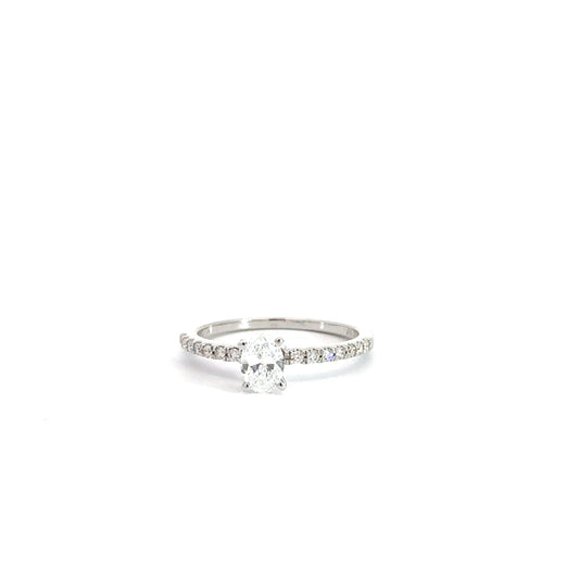 14k White Gold .63cttw Oval Diamond Engagement Ring
