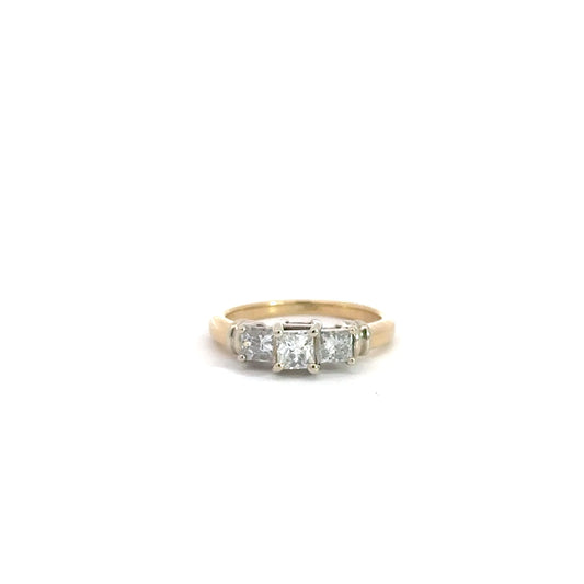 14k Yellow Gold Past, Present,& Future Diamond Ring