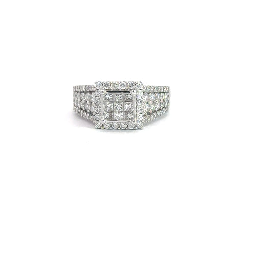 White Gold Invisible Set Diamond Engagement Ring