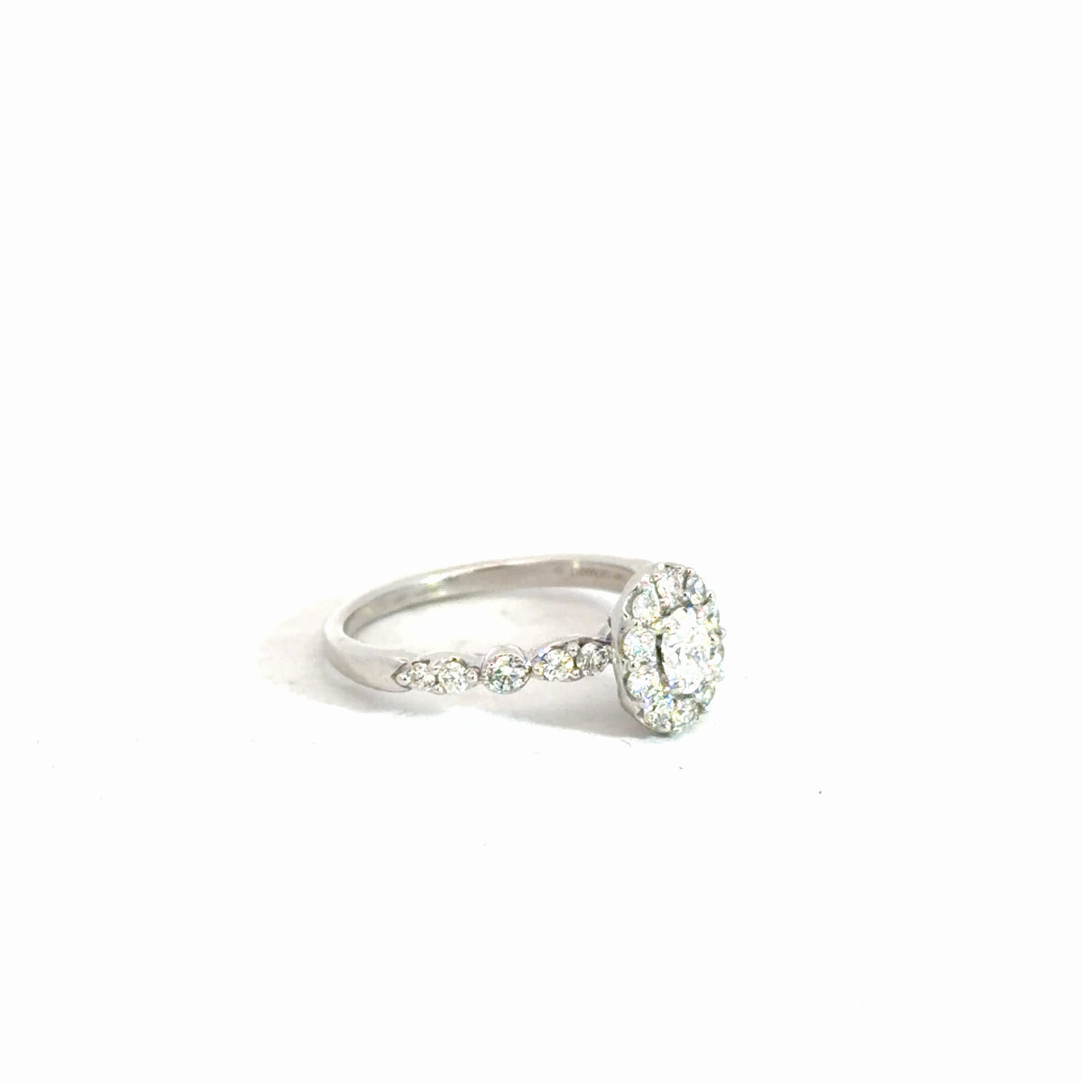 14k White Gold Oval Engagement Ring .75cttw