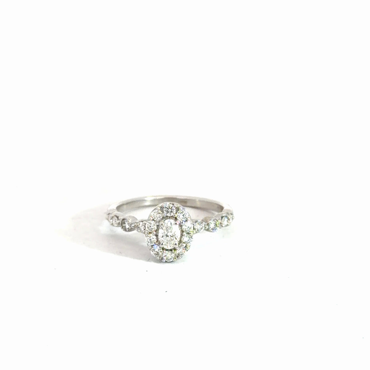 14k White Gold Oval Engagement Ring .75cttw