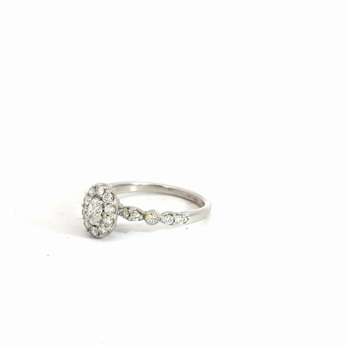 14k White Gold Oval Engagement Ring .75cttw