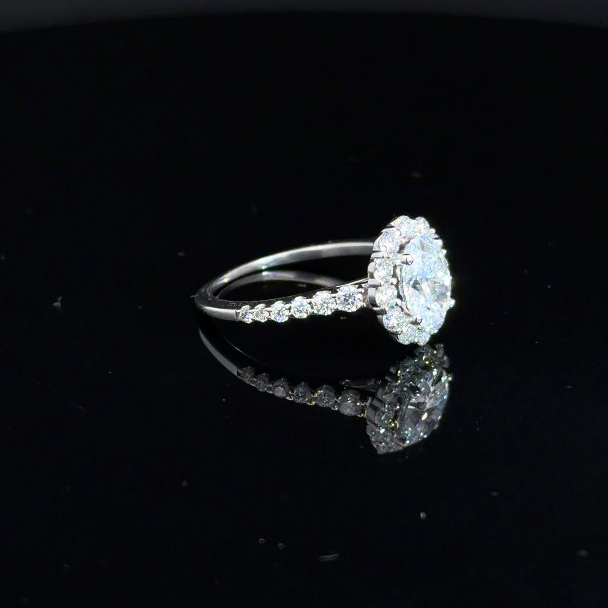 14k White Gold Lab Grown Oval Diamond Ring 1.83cttw