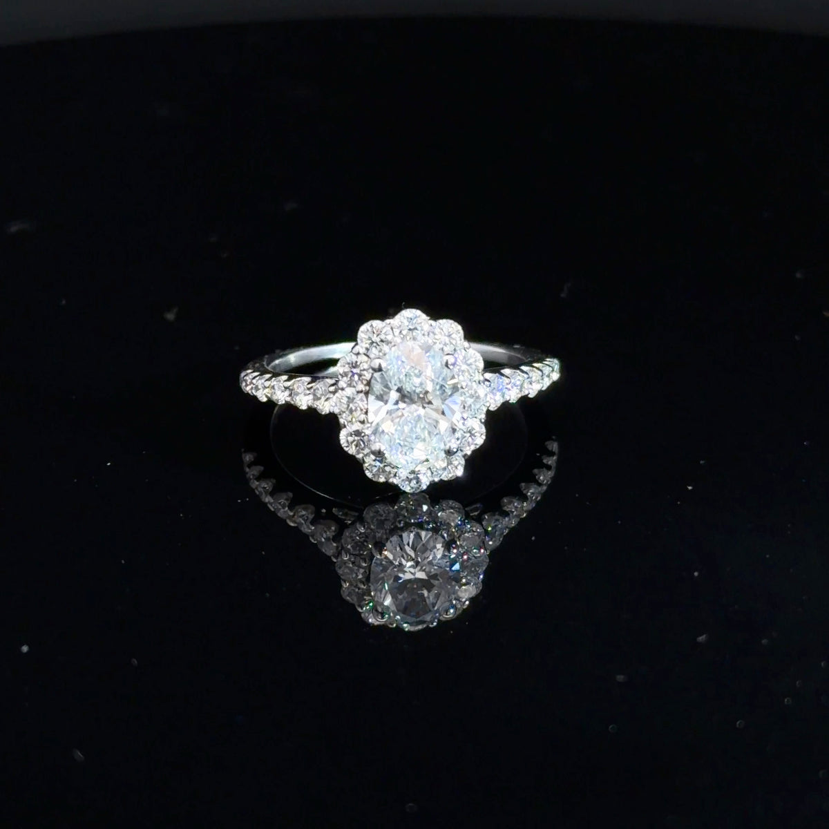 14k White Gold Lab Grown Oval Diamond Ring 1.83cttw