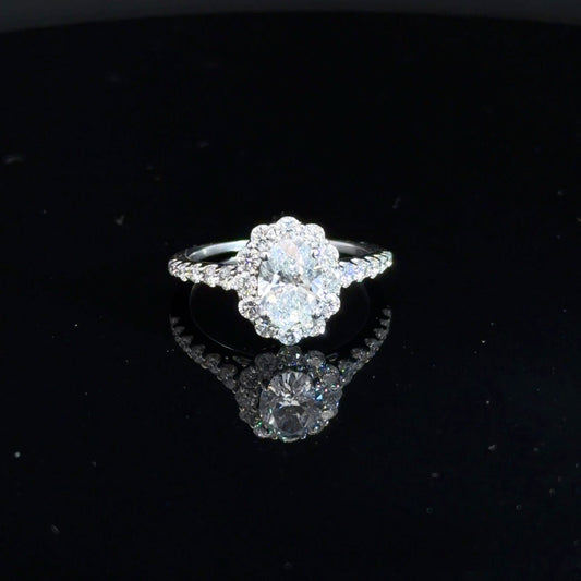 14k White Gold Lab Grown Oval Diamond Ring 1.83cttw