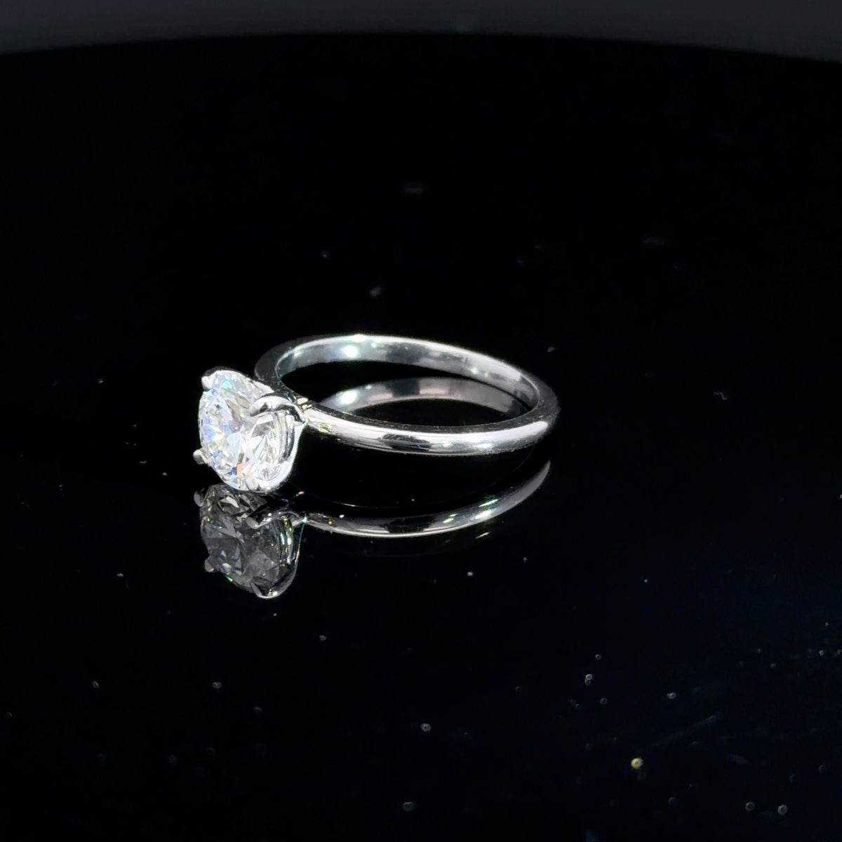 14k White Gold Lab Solitaire Engagement Ring 1.51ct