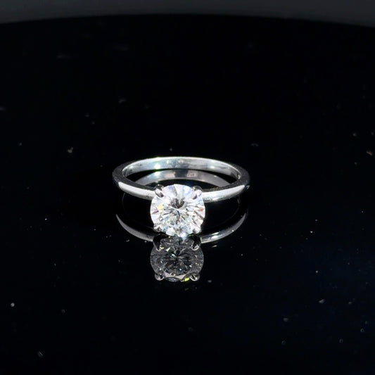 14k White Gold Lab Solitaire Engagement Ring 1.51ct