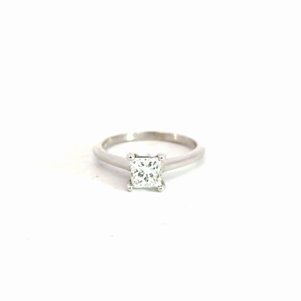 14k White Gold Princess Cut Solitaire Ring 1.01cttw