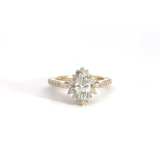 14k Yellow Gold Lab Grown Marquise Diamond Engagement Ring