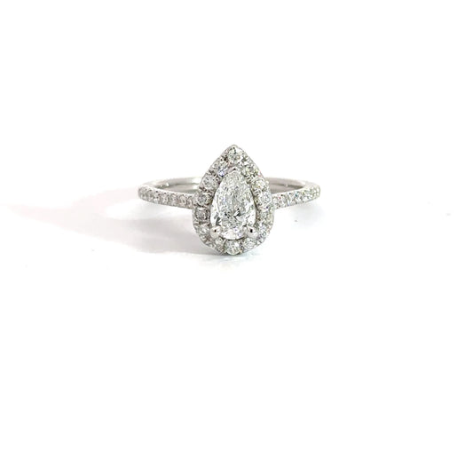 14k White Gold Pear Shaped Engagement Ring
