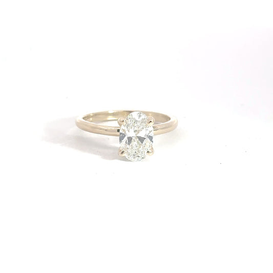 14k Yellow Gold Lab Grown 1.53ct Oval Solitaire