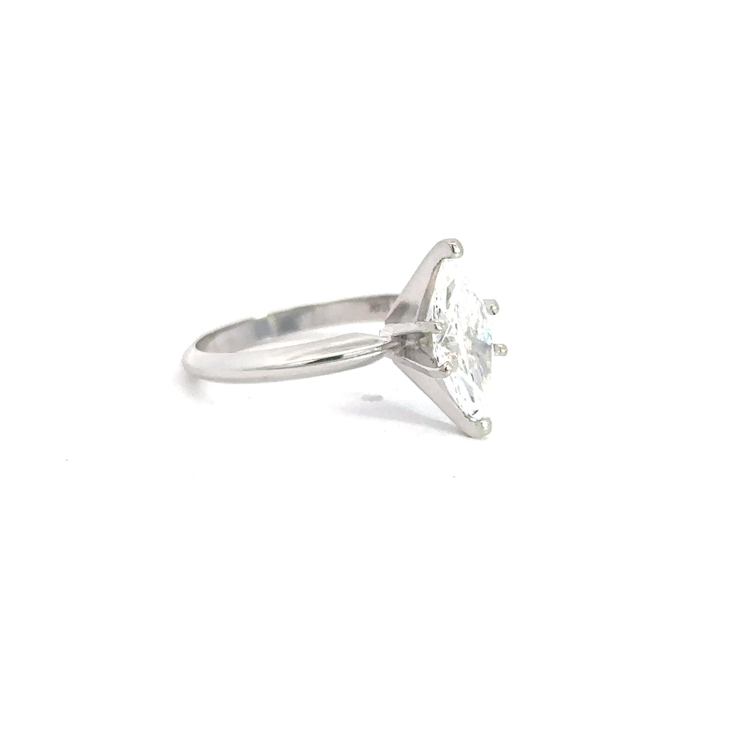 14k White Gold Lab Grown Marquise Solitaire Engagement Ring