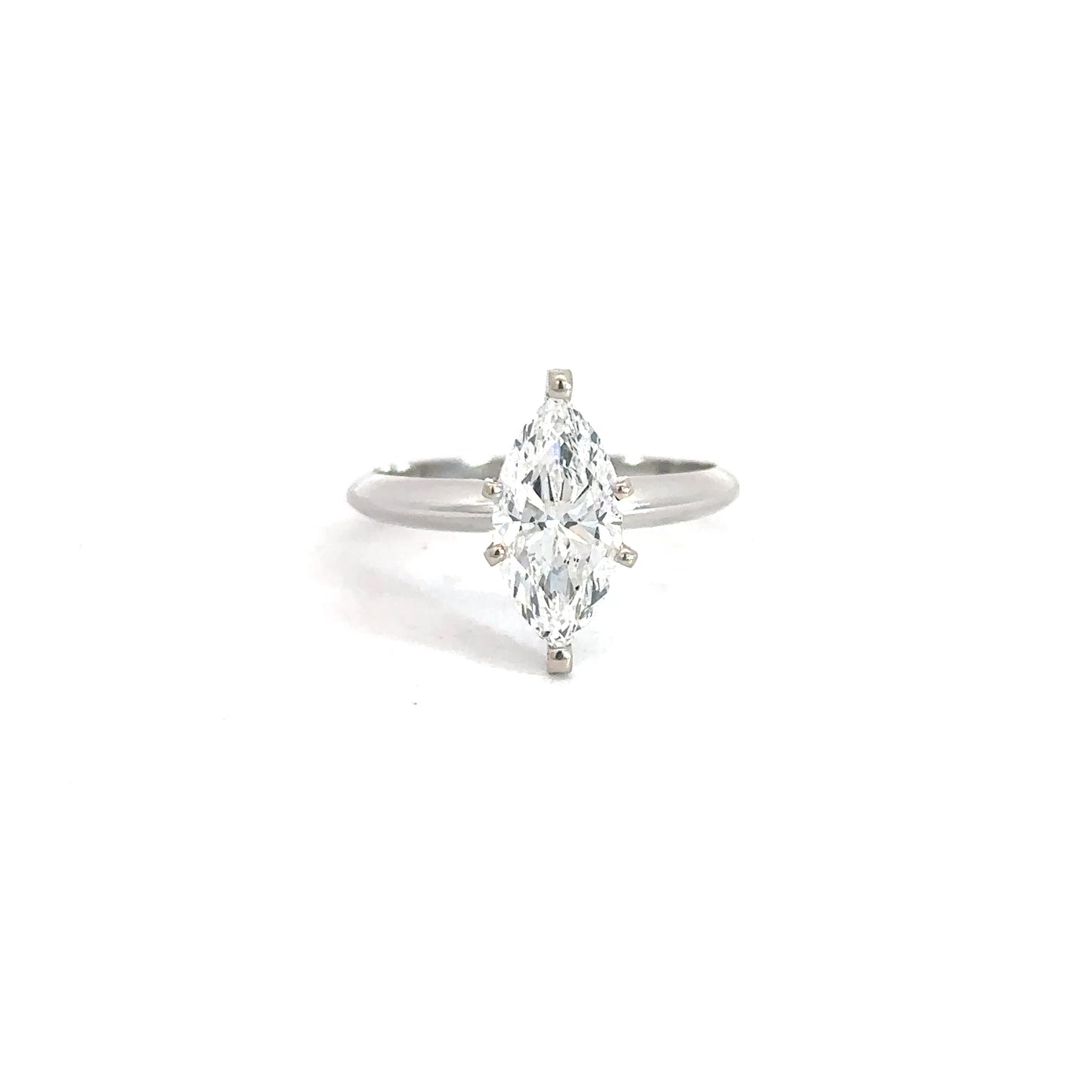 14k White Gold Lab Grown Marquise Solitaire Engagement Ring
