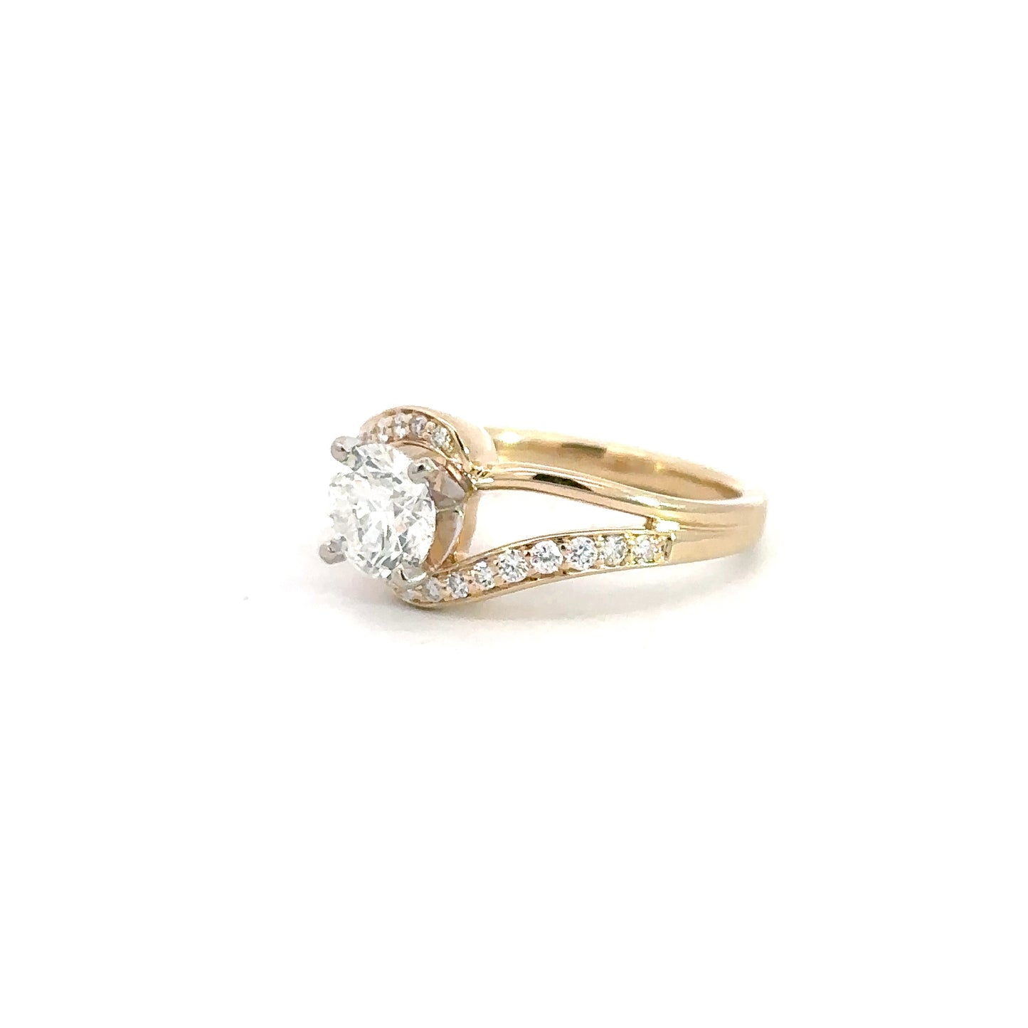 14k Yellow Gold Diamond Engagement Ring 1.38cttw