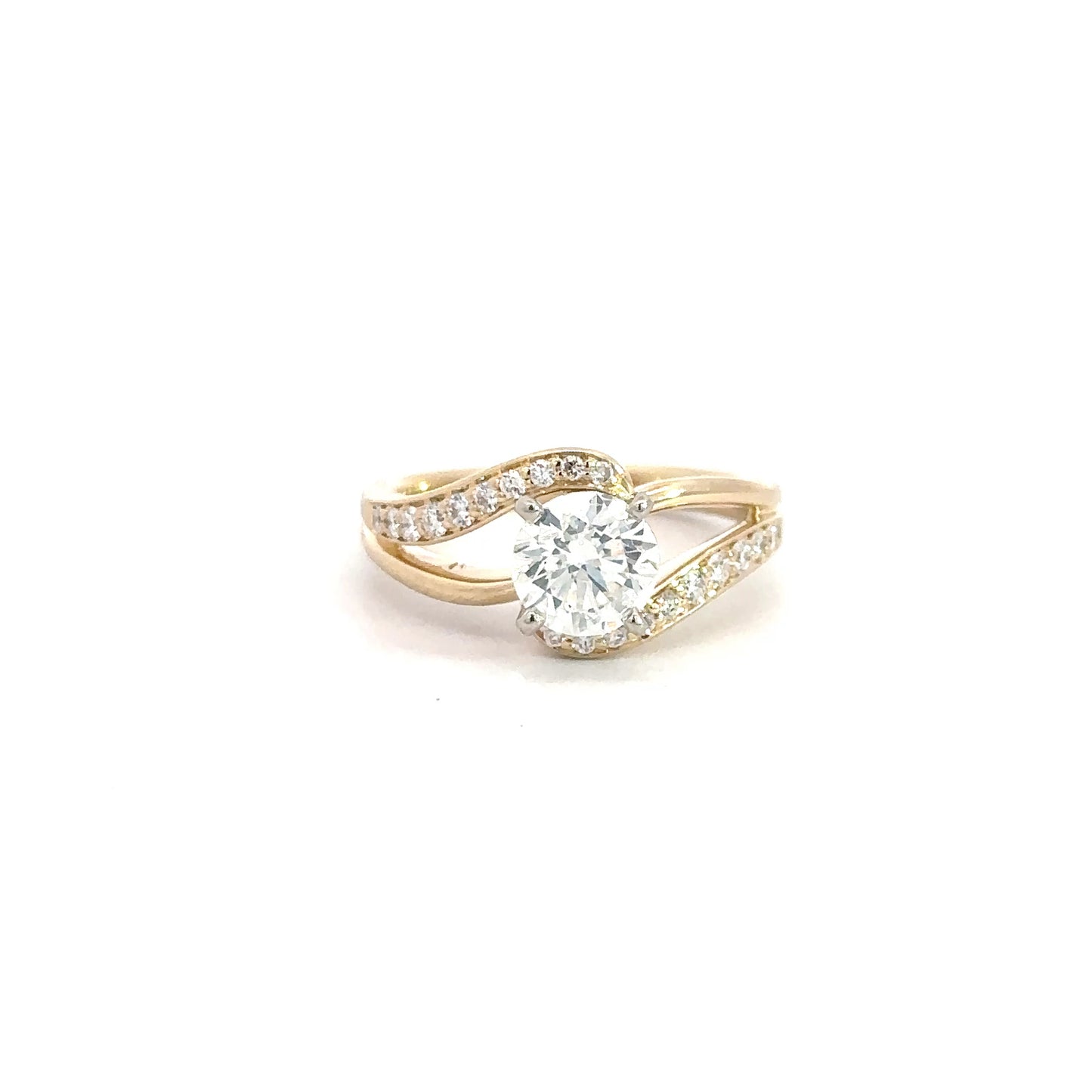14k Yellow Gold Diamond Engagement Ring 1.38cttw