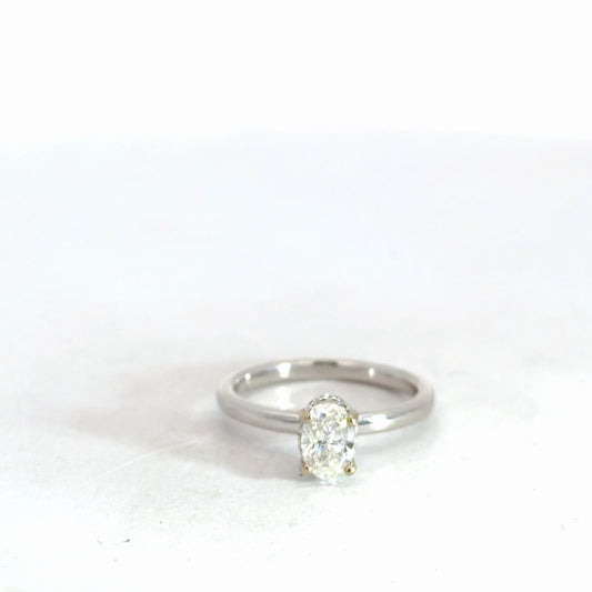 14k White Gold Oval Diamond Engagement Ring .87cttw