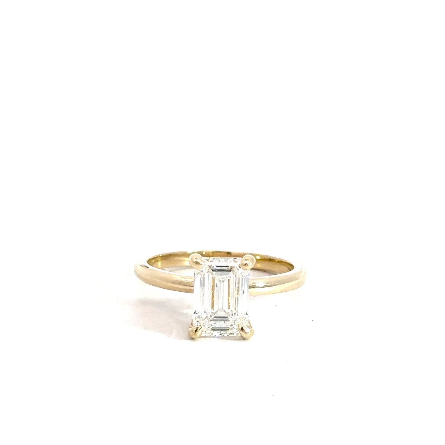 14k Yellow Gold Lab Grown Emerald 2.03ct Engagement Ring