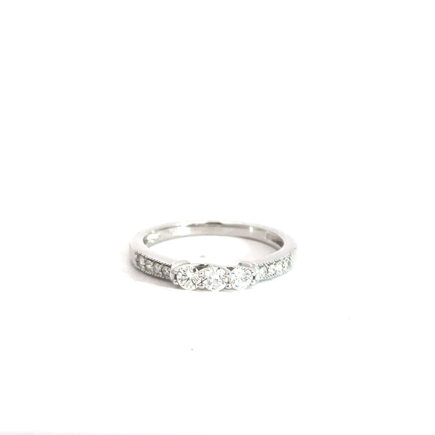 14k White Gold Past, Present, Future  Diamond Ring 3/8cttw