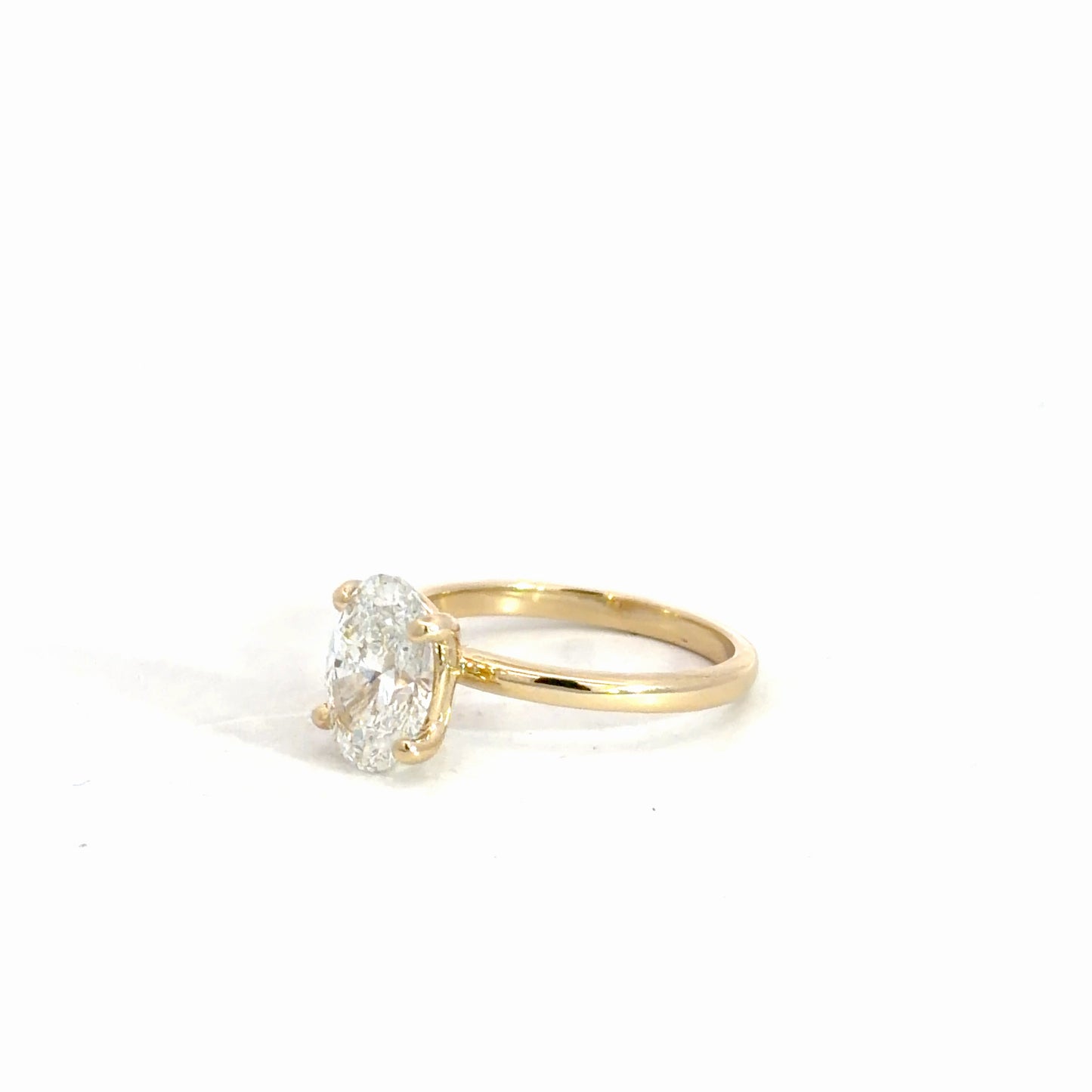 14k Yellow Gold  Oval Lab Diamond Engagement Ring 2.02ct