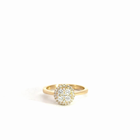 14k Yellow Gold Diamond Cluster Ring .50cttw