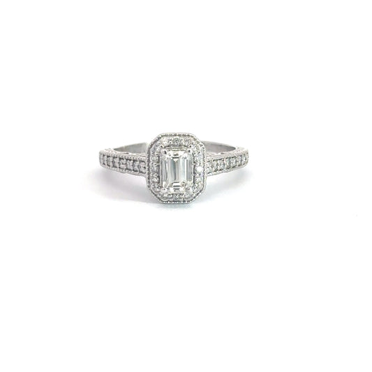14k White Gold Emerald Cut Diamond 1.26cttw Ring
