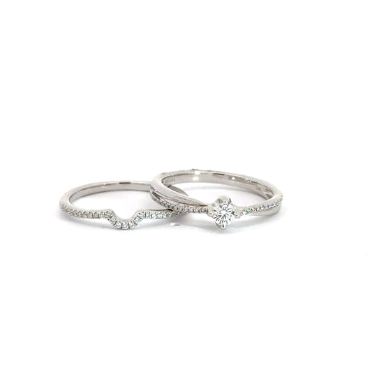 14k White Gold Diamond Bridal Set .42cttw