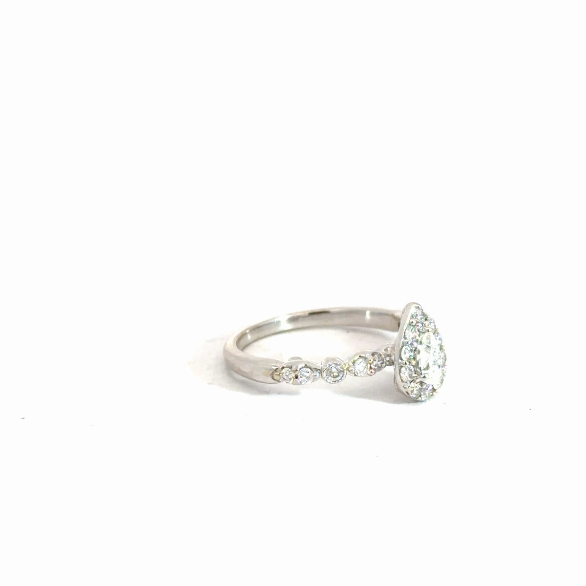 14k White Gold Pear Shaped Diamond Engagement Ring 1cttw